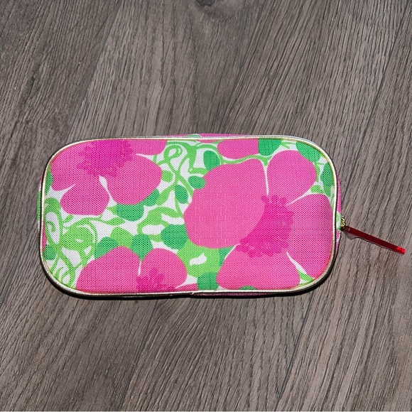 Lilly Pulitzer Estée Lauder Cosmetic Zip Pouch Bag Pencil Case Pink Green Floral - Picture 2 of 10